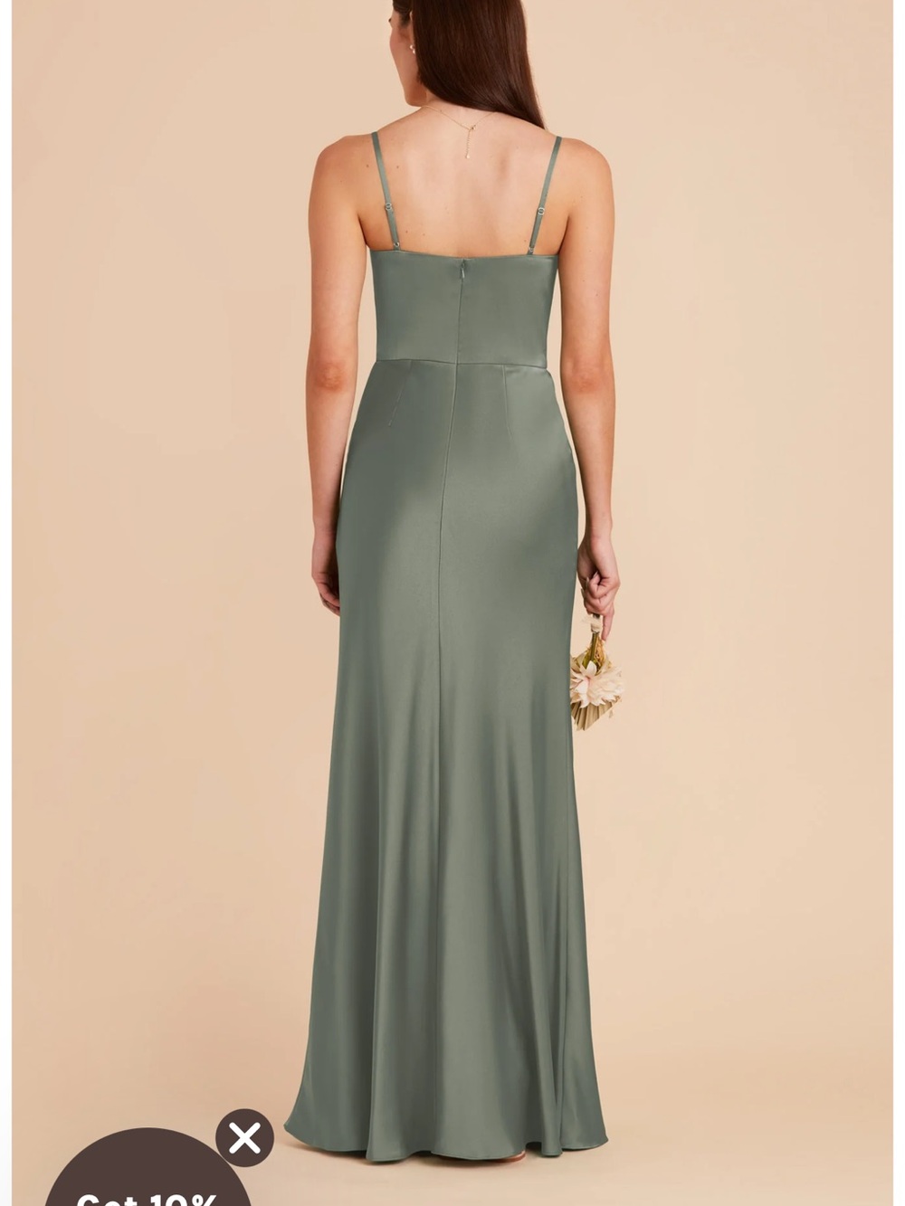 Birdy Grey Mai Matte Satin Dress in Sea Foam with Spaghetti Straps - Picture 9 of 9